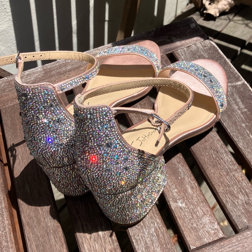 Betsey Johnson Mari sparkle heels 8.5 Champagne - Picture 7 of 14
